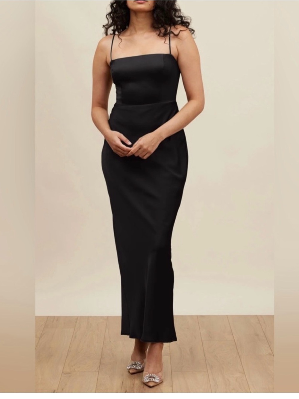 Park & Fifth Black Spaghetti-Strap Maxi Slip Dress